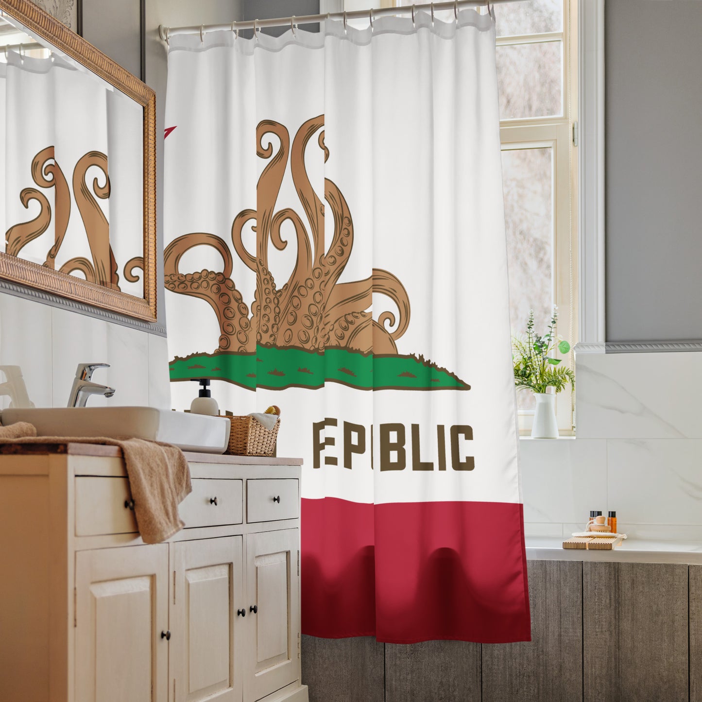 Rideau de douche Cthulhu Republic California Flag Lovecraft