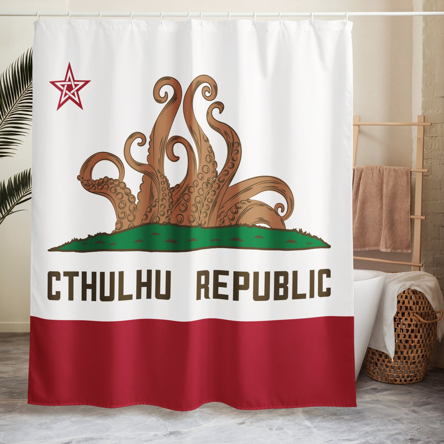 Rideau de douche Cthulhu Republic California Flag Lovecraft