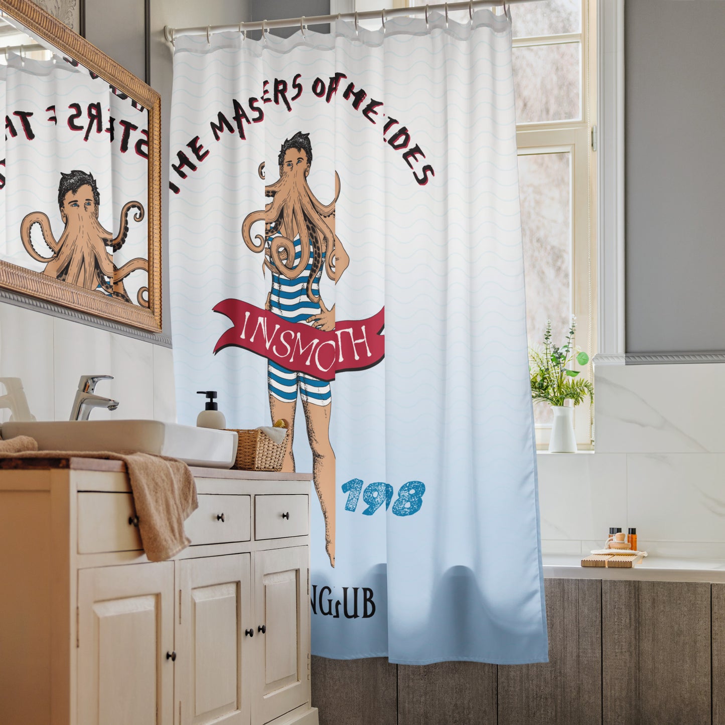 L'Ombre sur Innsmouth Lovecraft Cthulhu Swimming Club Rideau de douche