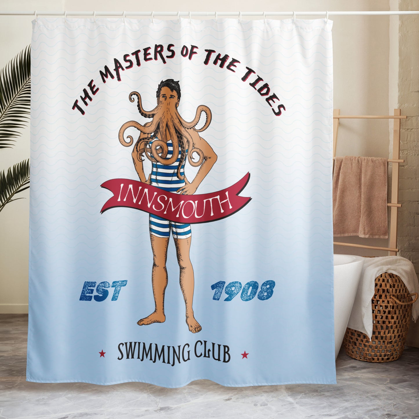 L'Ombre sur Innsmouth Lovecraft Cthulhu Swimming Club Rideau de douche