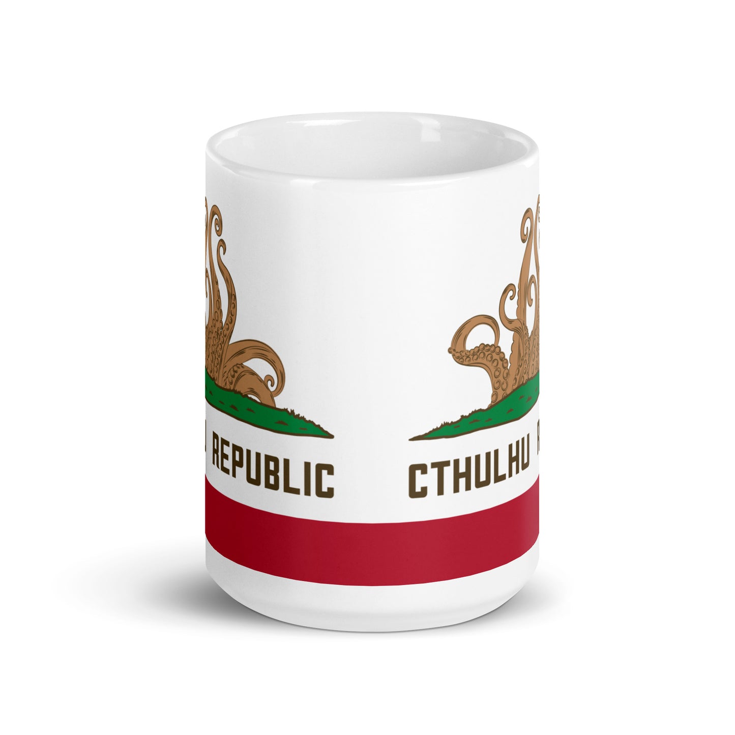 Cthulhu Republik Kalifornien Flagge Lovecraft Weiß glänzende Tasse