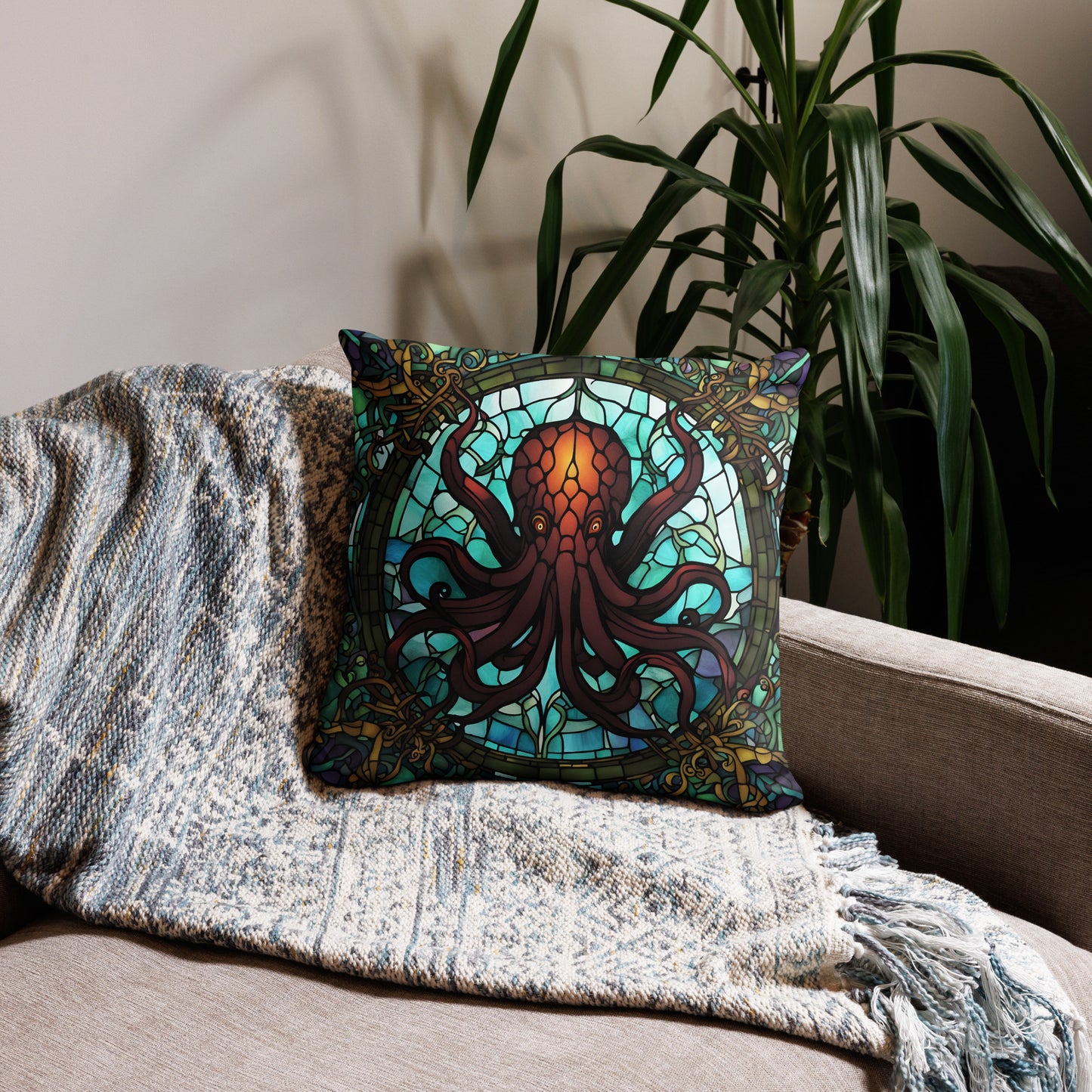 Cthulhu Stained Glass Pillow Case