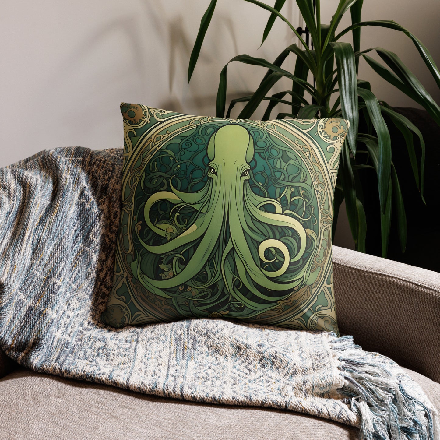 Funda de almohada Cthulhu Art Nouveau