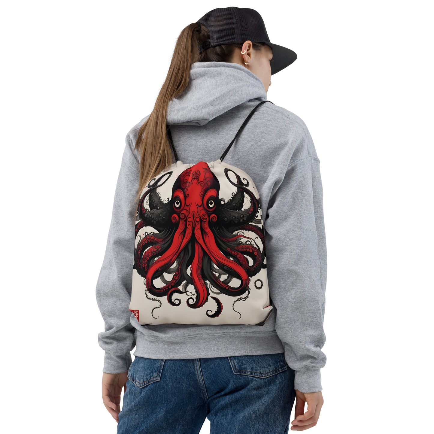 Cthulhu Asian Ink Painting Drawstring bag