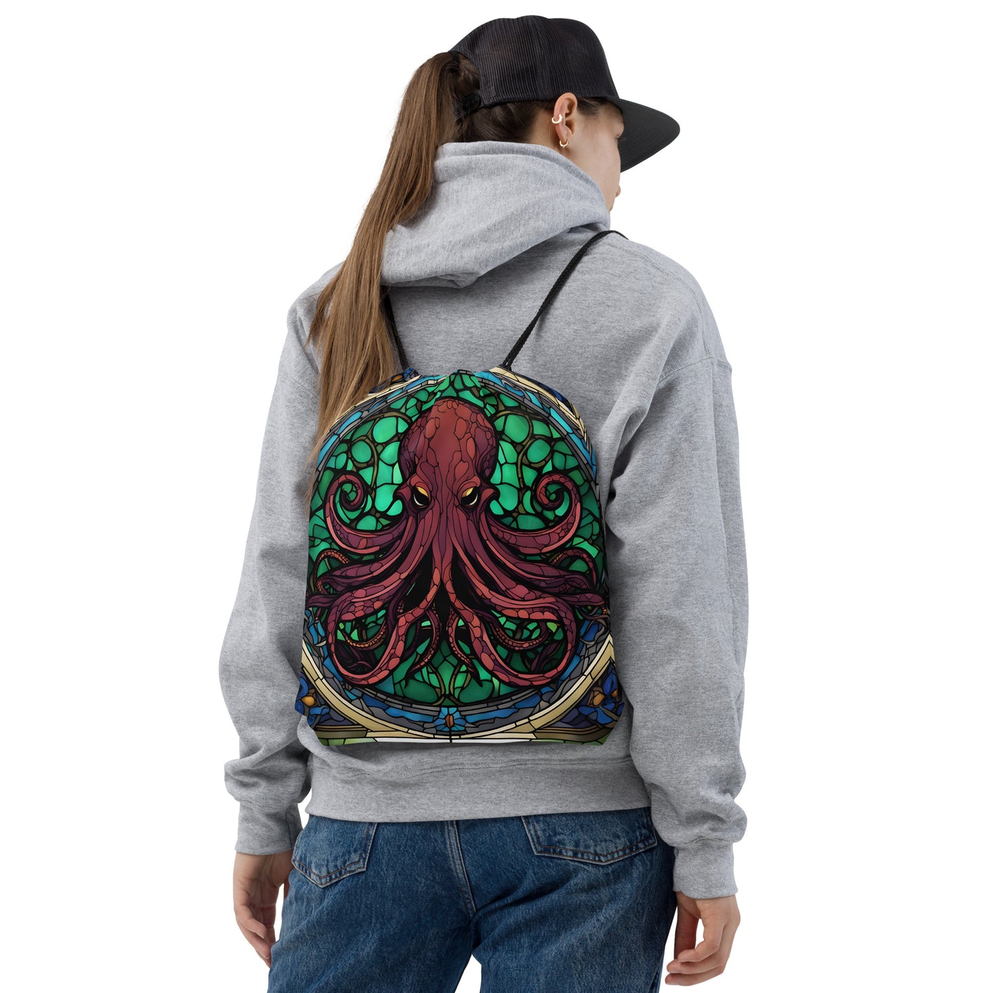 Mochila con cordón de vidrieras de Cthulhu