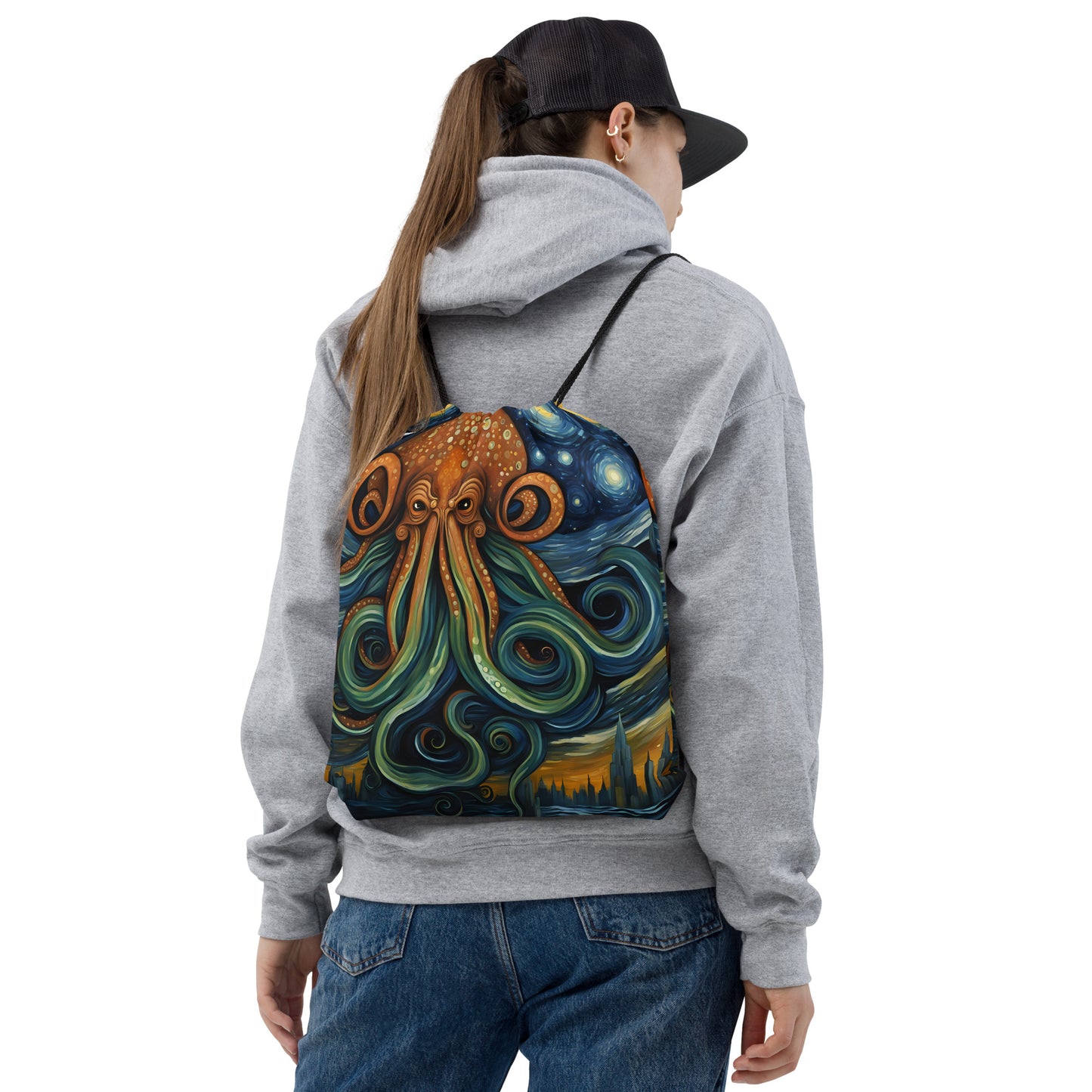 Cthulhu Post-Impressionism Drawstring bag