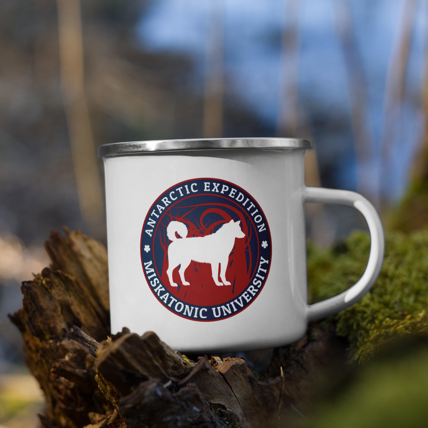 Tasse en émail de l'expédition antarctique de l'université Miskatonic