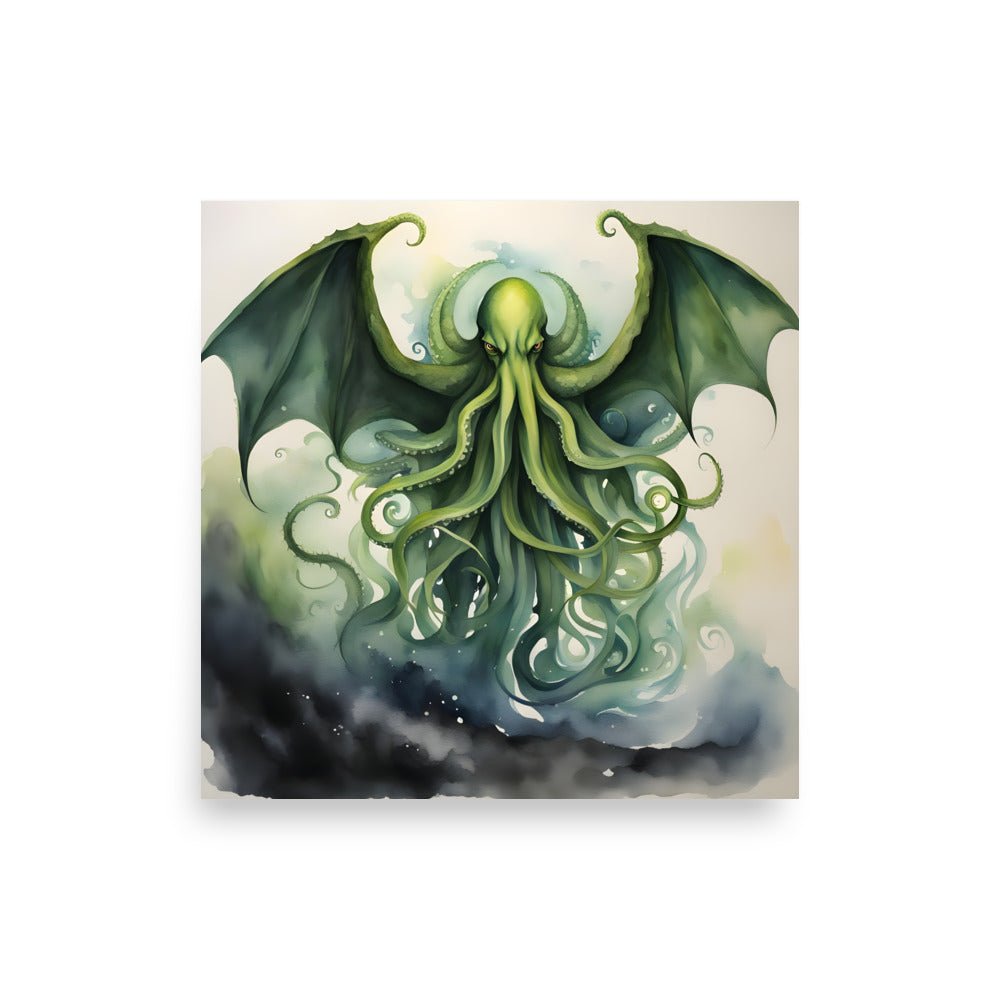 Pintura A La Acuarela De Cthulhu Póster