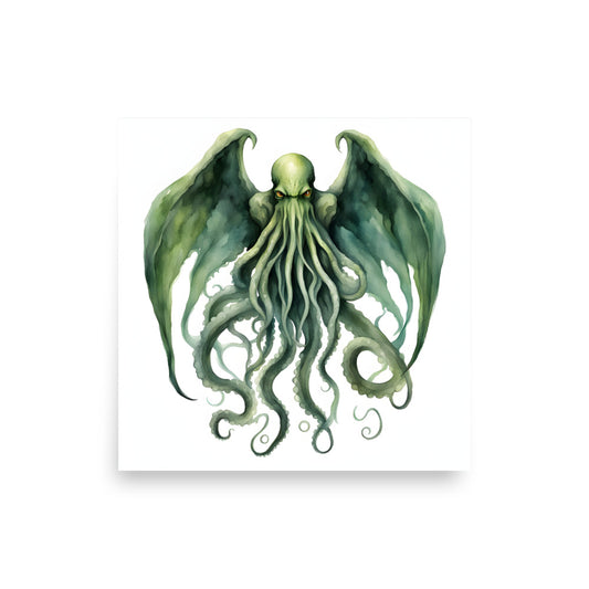 Pintura A La Acuarela De Cthulhu Póster