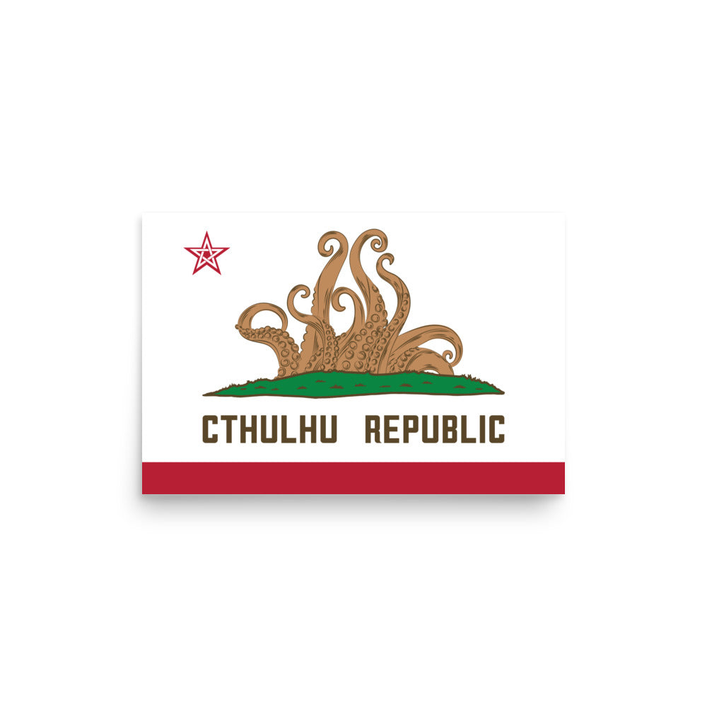 Cthulhu Republic California Flag Lovecraft Poster