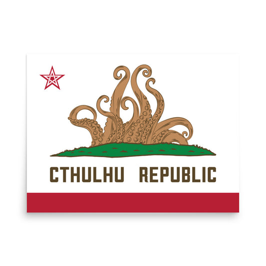 République de Cthulhu Drapeau de Californie Lovecraft Poster