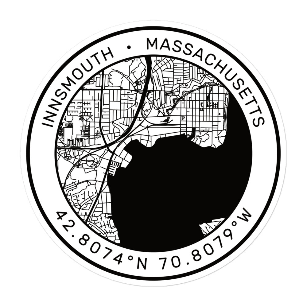 Innsmouth City Map Lovecraft Bubble-free stickers