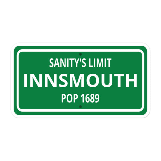 Pegatinas sin burbujas de Innsmouth Street Sign Lovecraft