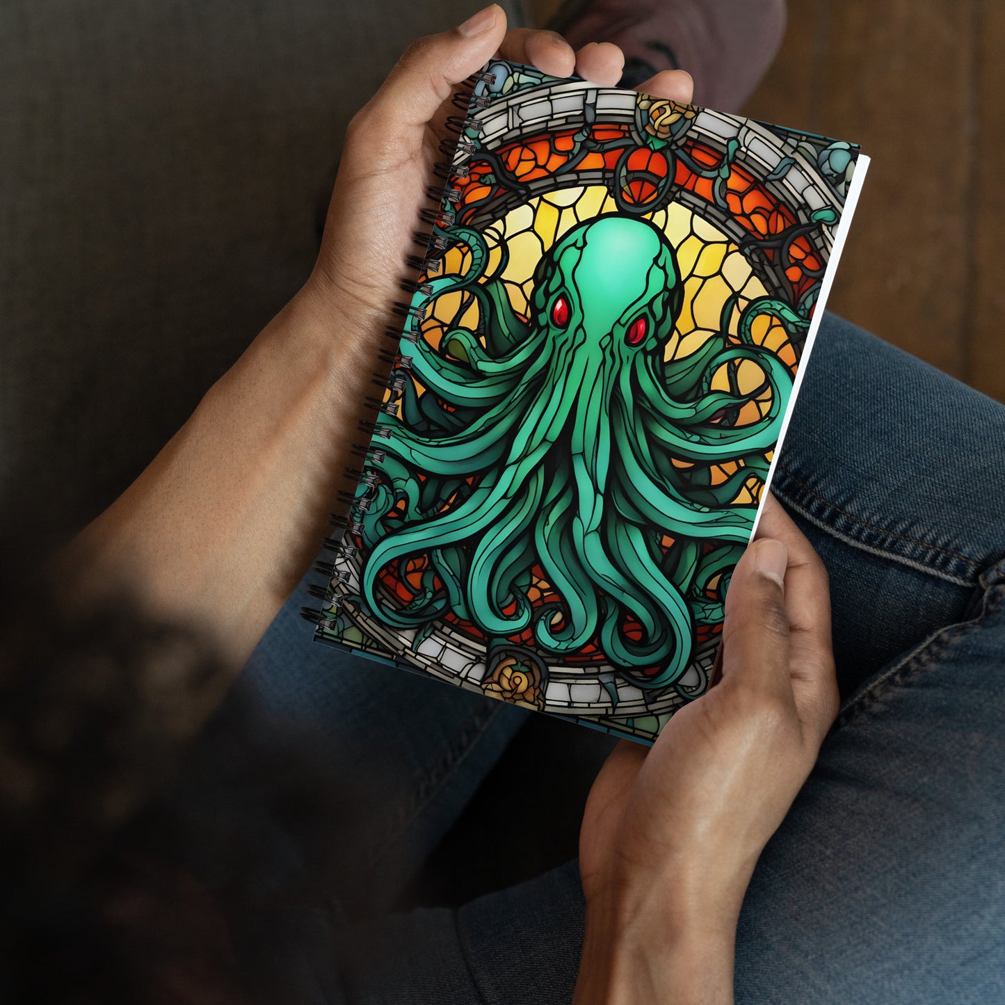 Cuaderno espiral de vidrieras de Cthulhu