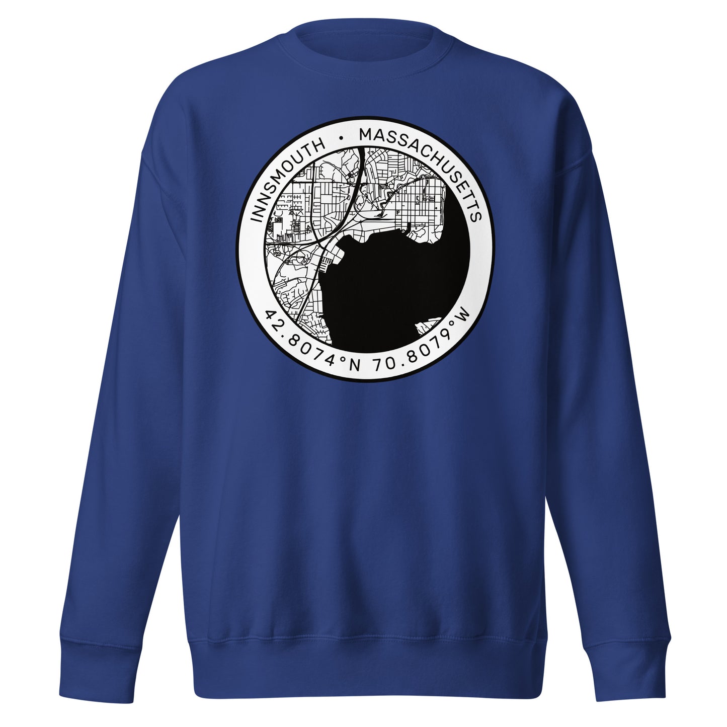 Sudadera premium unisex con mapa de la ciudad de Innsmouth Lovecraft