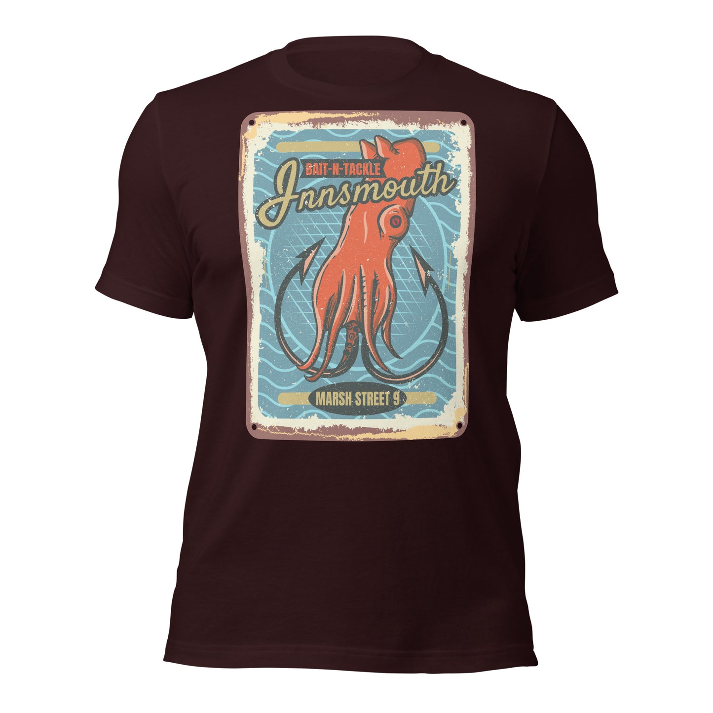 Innsmouth Bait and Tackle Fishing Lovecraft T-shirt unisexe