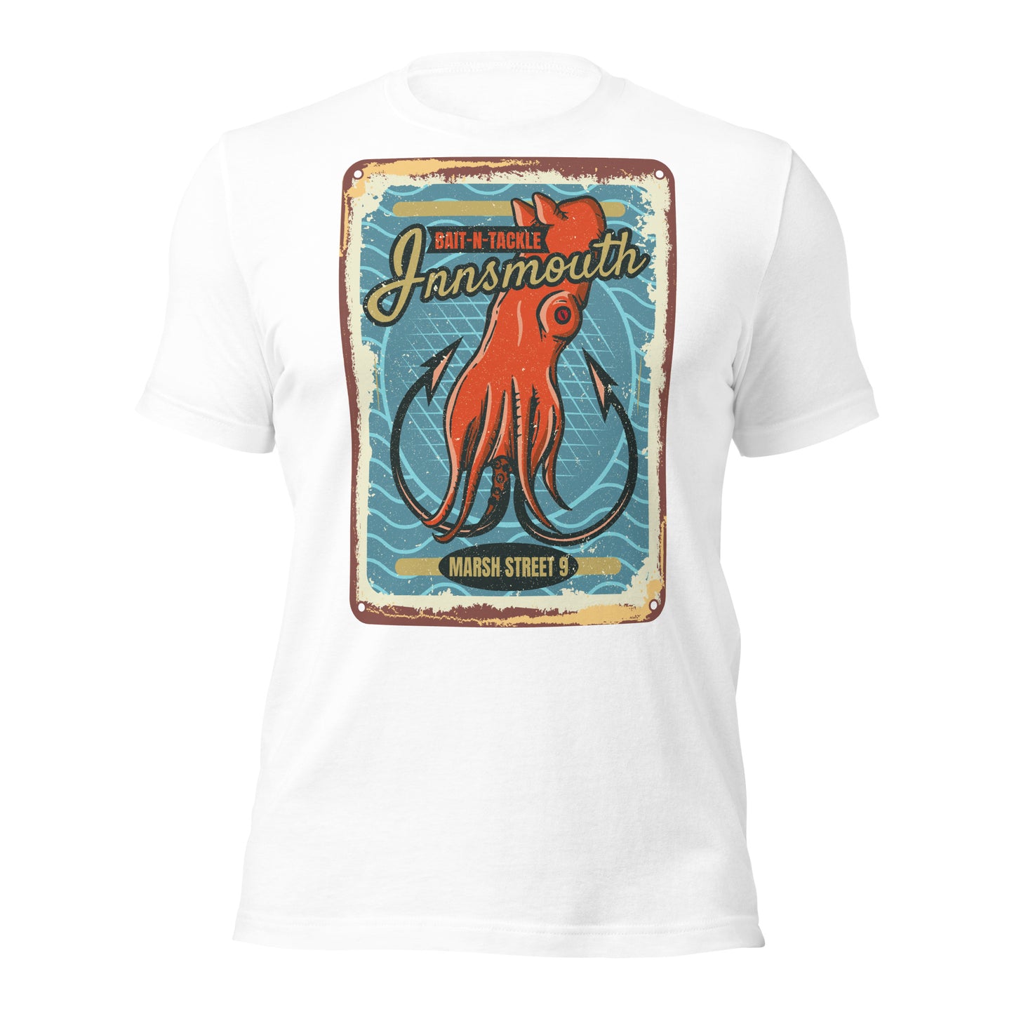 Innsmouth Bait and Tackle Fishing Lovecraft T-shirt unisexe