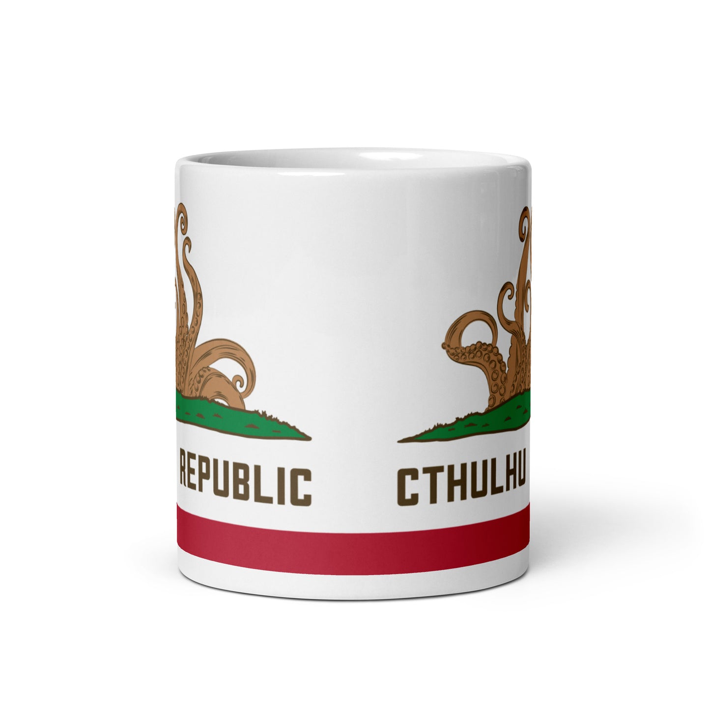 Tasse brillante blanche de Lovecraft de drapeau de Californie de la République de Cthulhu