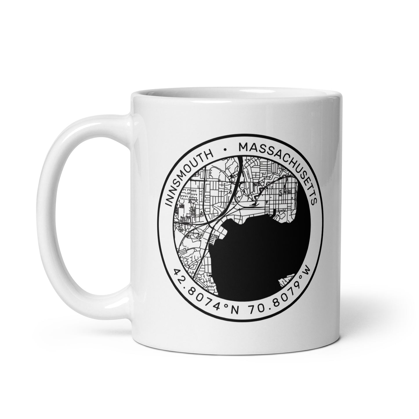 Innsmouth City Map Lovecraft Tasse blanche brillante