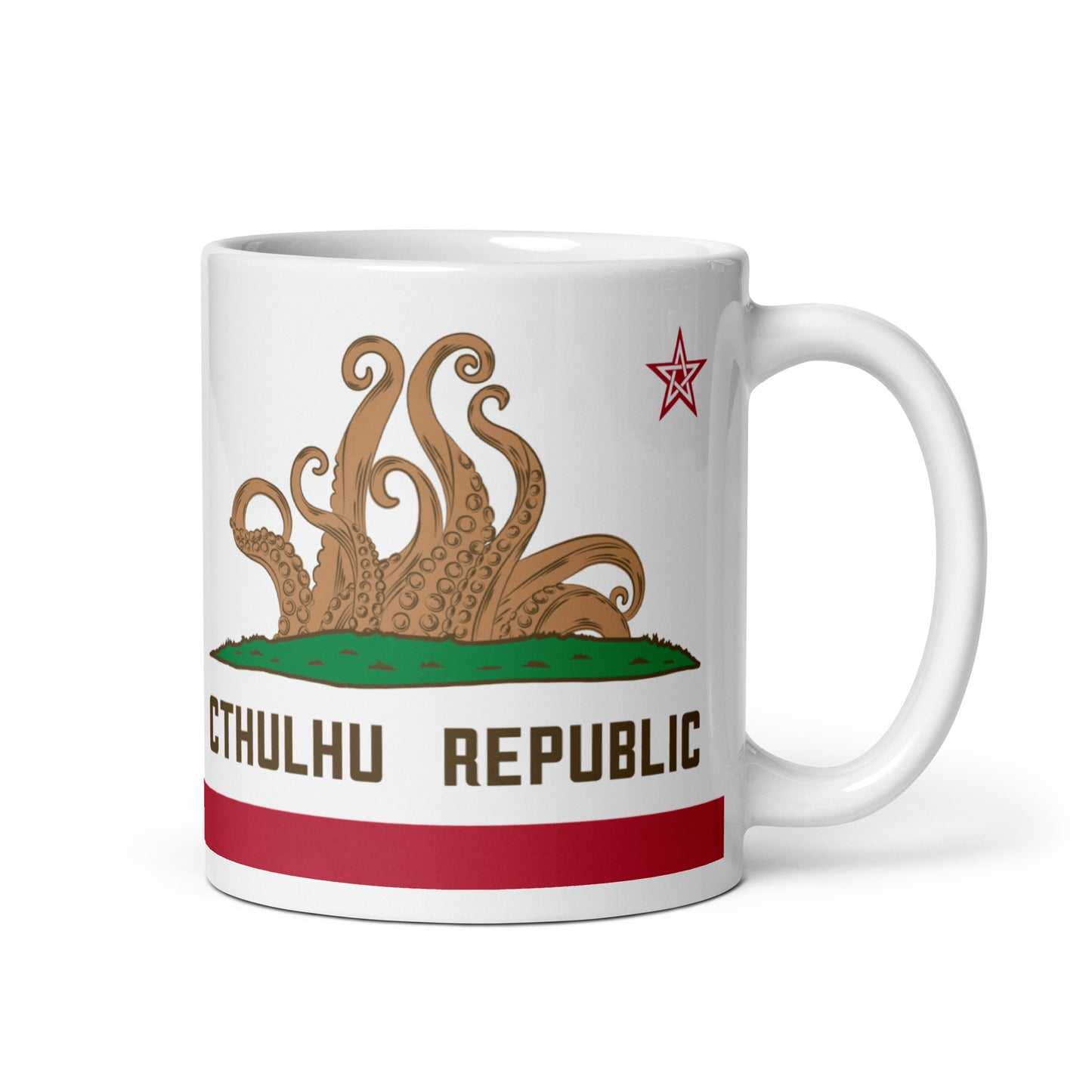 Tasse brillante blanche de Lovecraft de drapeau de Californie de la République de Cthulhu