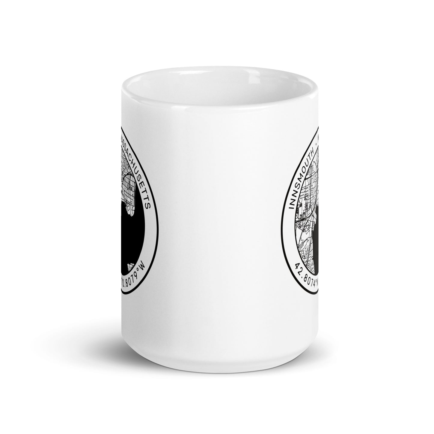 Innsmouth City Map Lovecraft White glossy mug