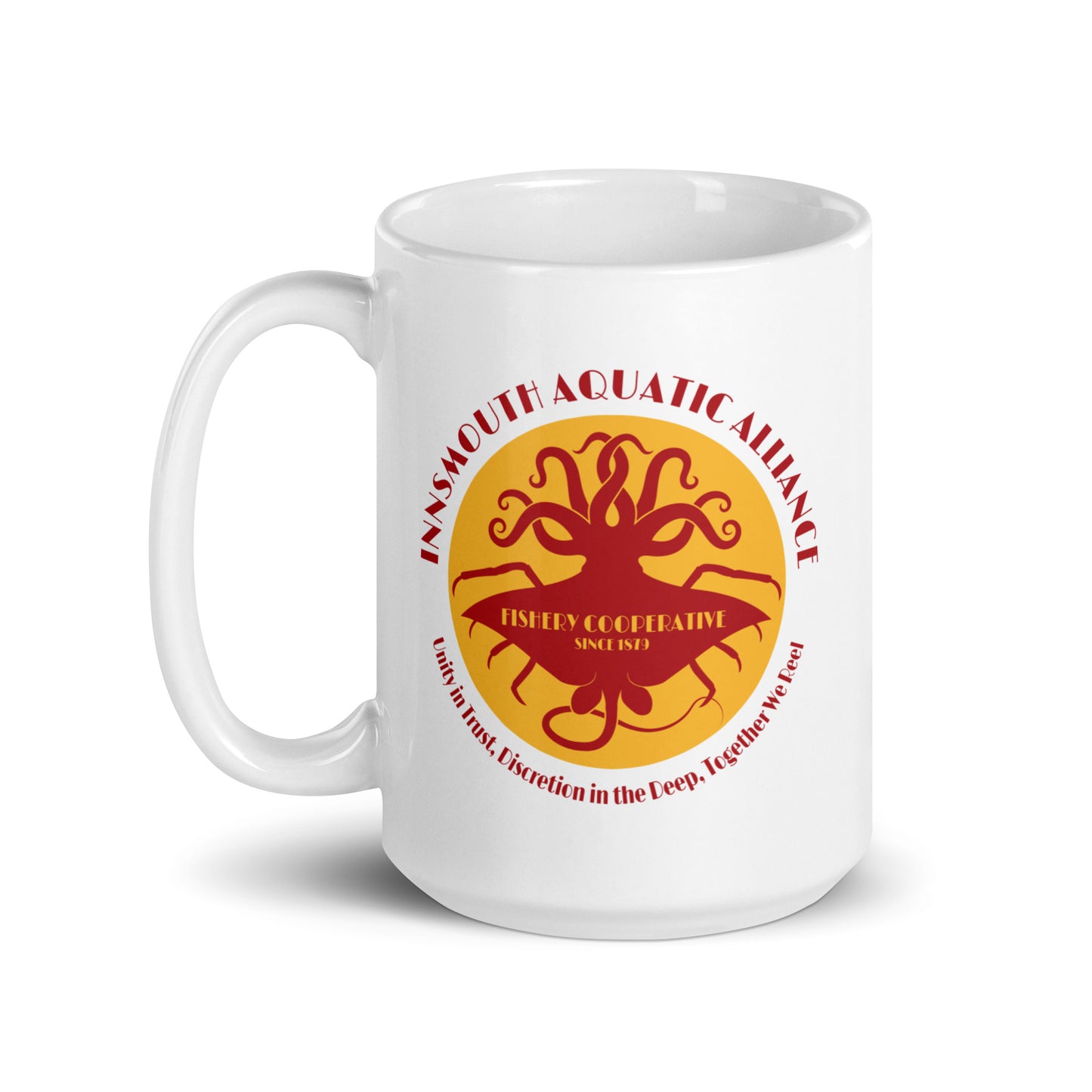 Innsmouth Aquatic Alliance Fishery Union Tasse blanche brillante