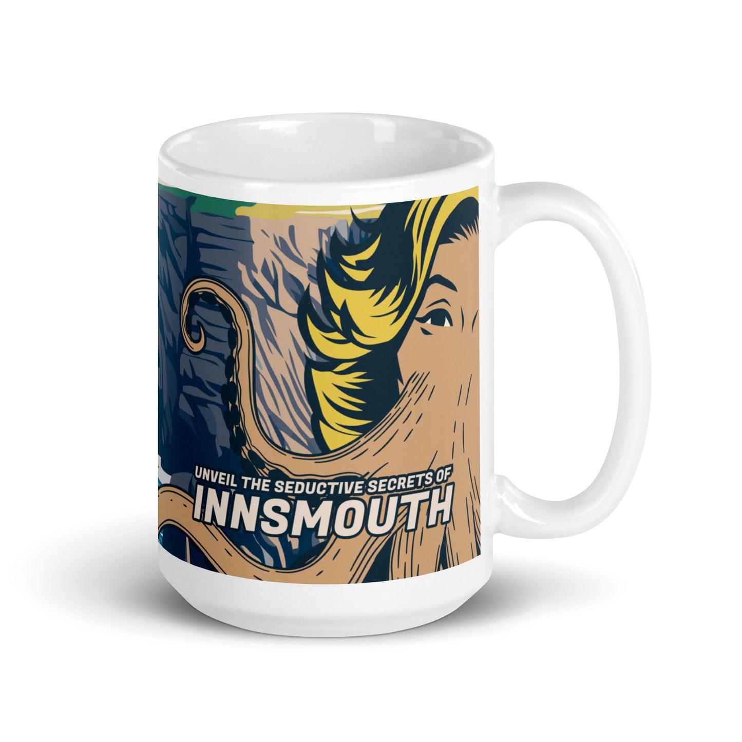 Innsmouth Woman Cthulhu Travel Tasse blanche brillante